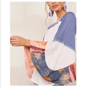 Free People Friday Fever Pattern Mix Top M
